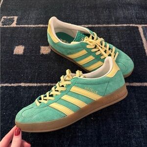 Adidas Gazelle Mint Green and Soft Yellow Sneakers